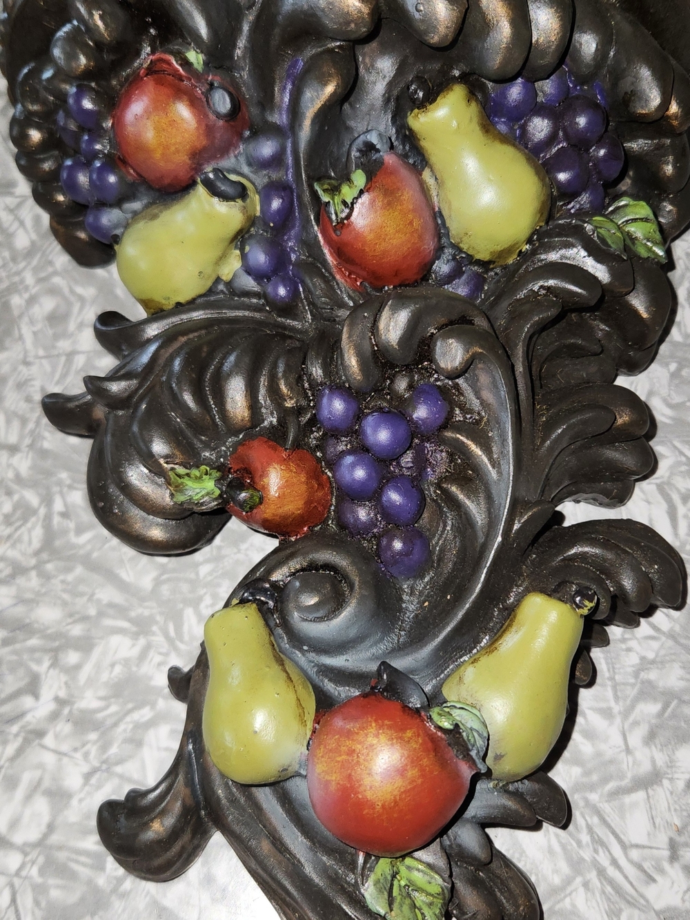 Classic Black Fruit Wall Sconce  with Red, Yellow and Purple Accents